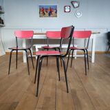 4 chaises formica rouge restaurées pieds noir