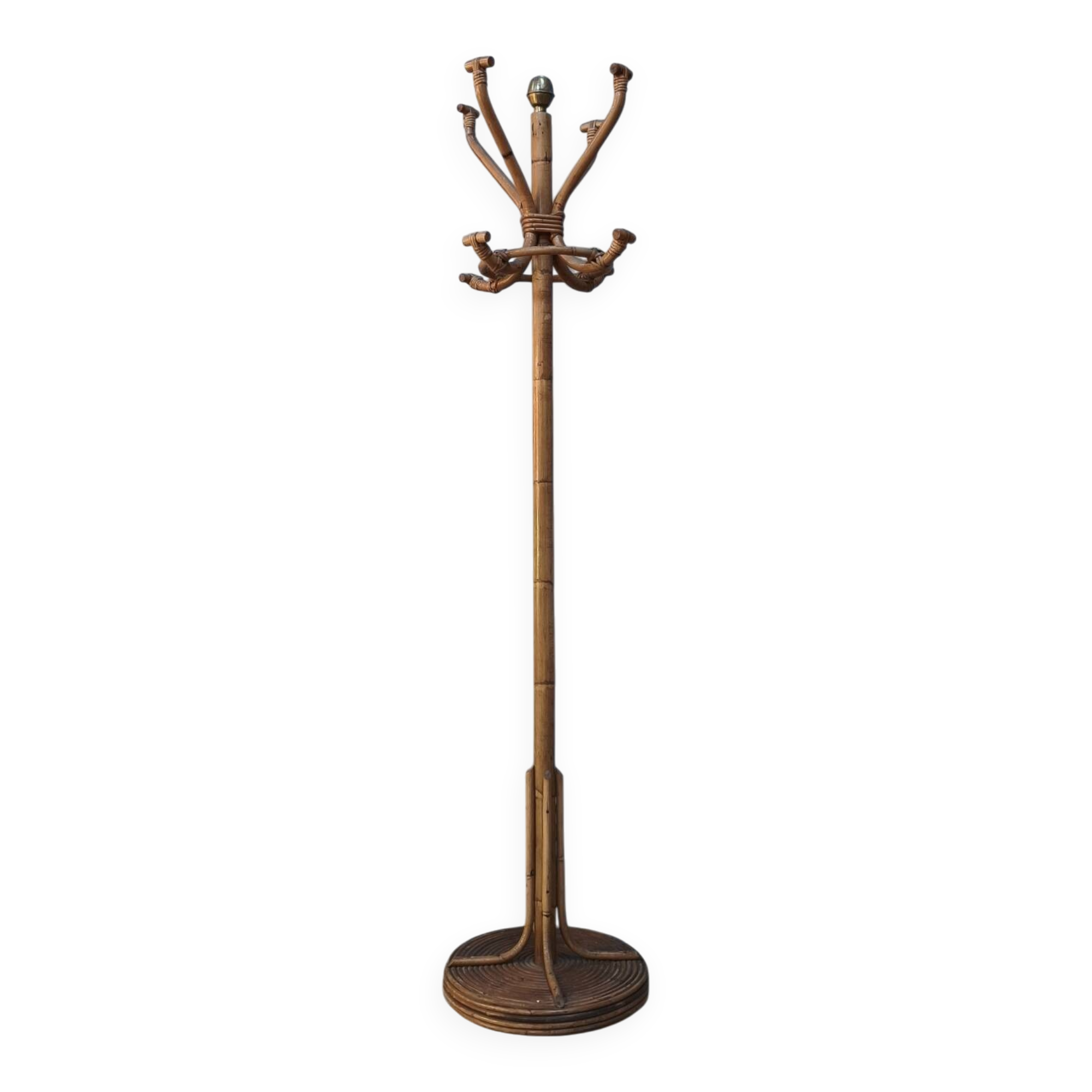 Vintage "parrot" coat rack in bamboo and rattan