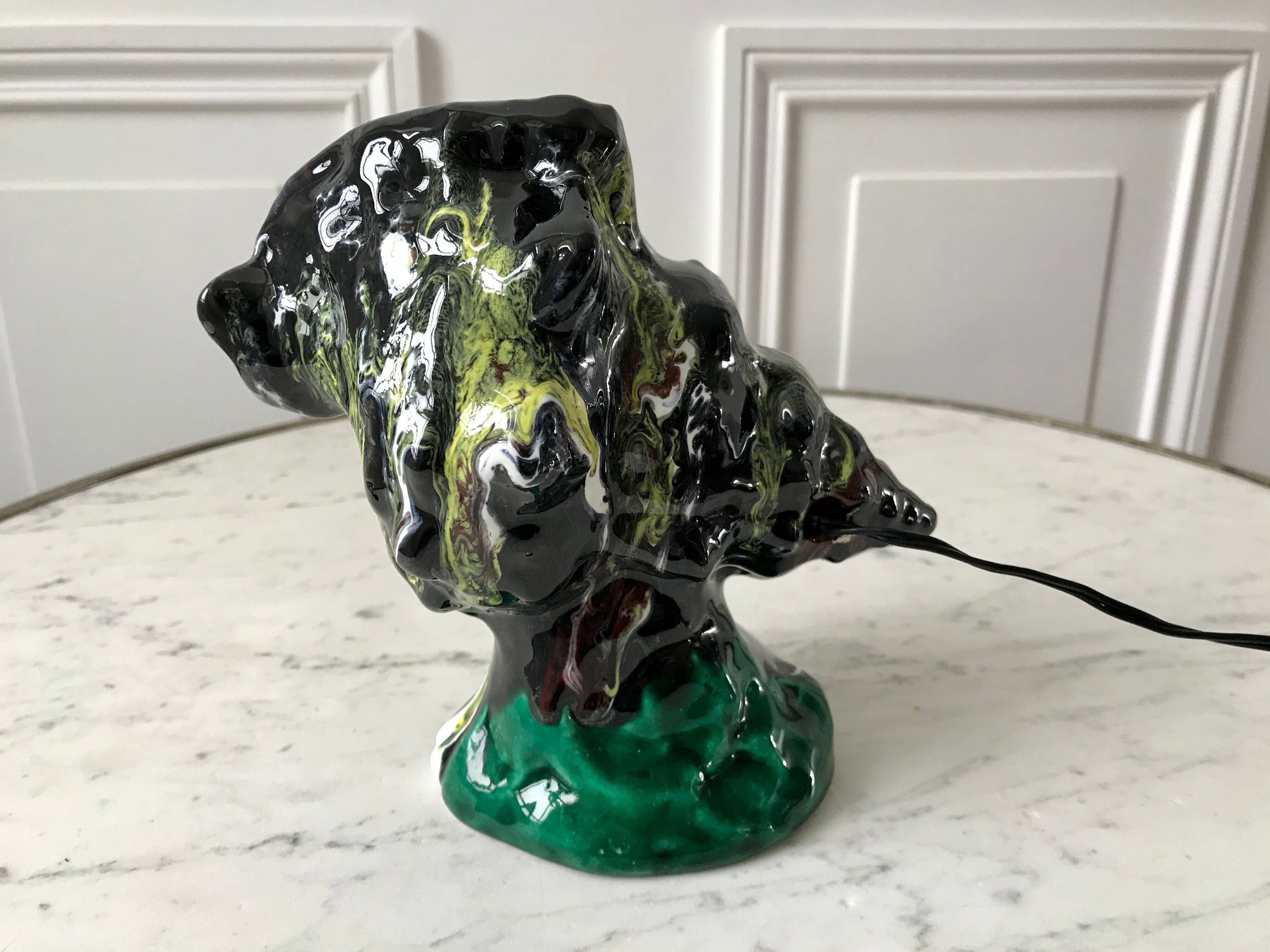 Vallauris lamp signed shellfish and fish 70s