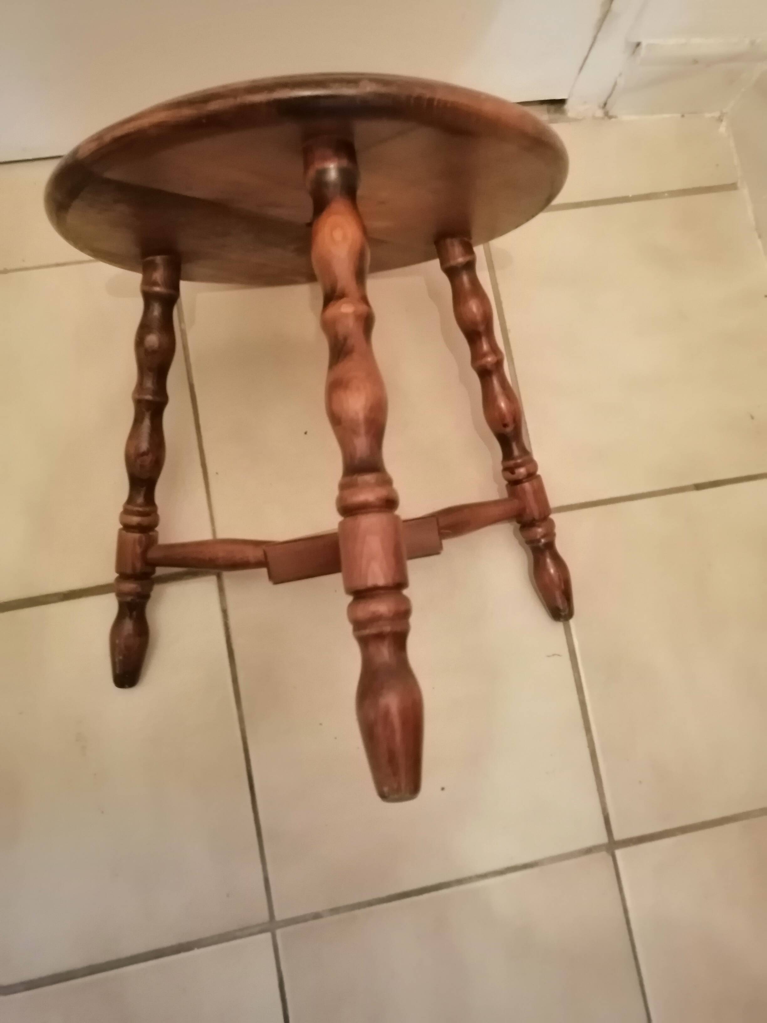 Vintage wooden tripod stool