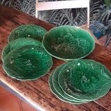 Plates in gien earthen earthenware slurry