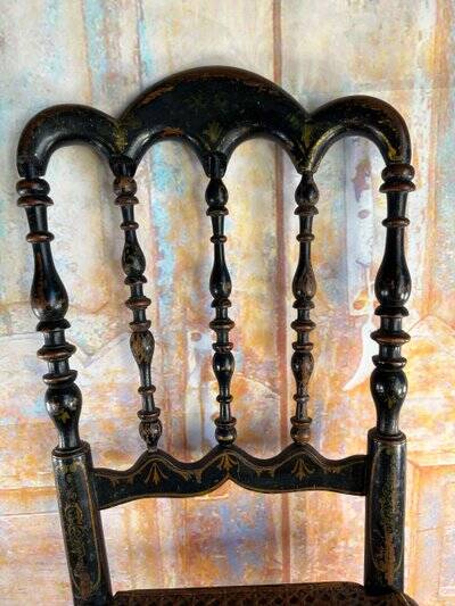 Child's Chair Napoleon III in Blackened Wood and Cane – Late 19th Century
