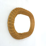 Mirror with thick wicker frame, 54x38 cm.