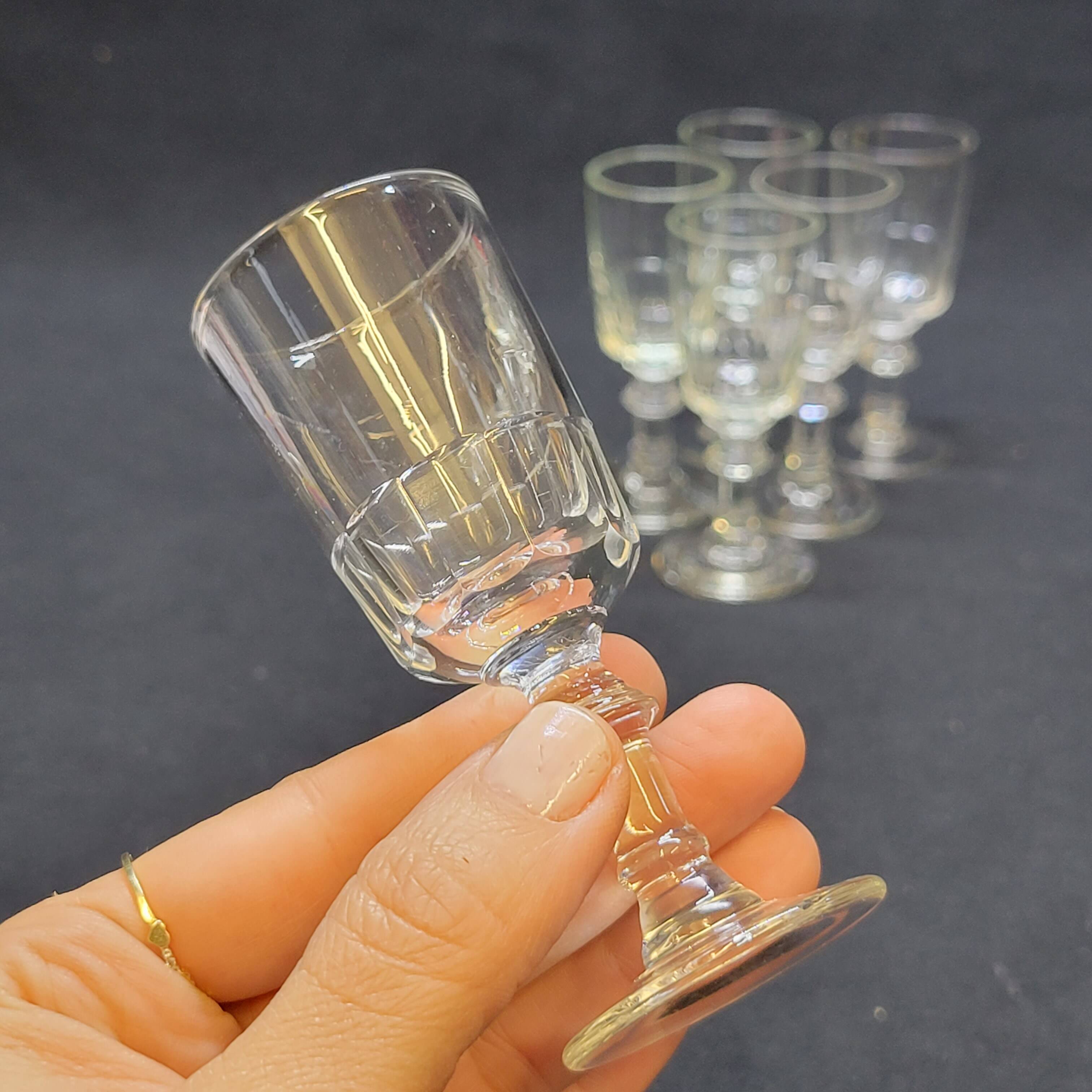 6 old cut glass liqueur glasses mirabeau model