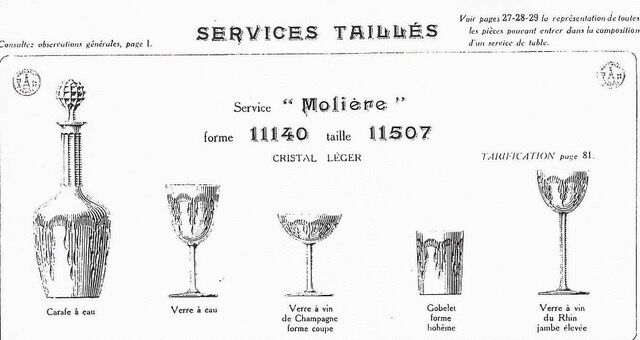 4 verres à vin cristal de Baccarat modèle Molière