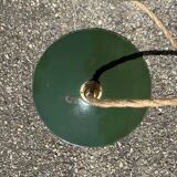 Vintage pendant light with green and white enamelled sheet metal shade