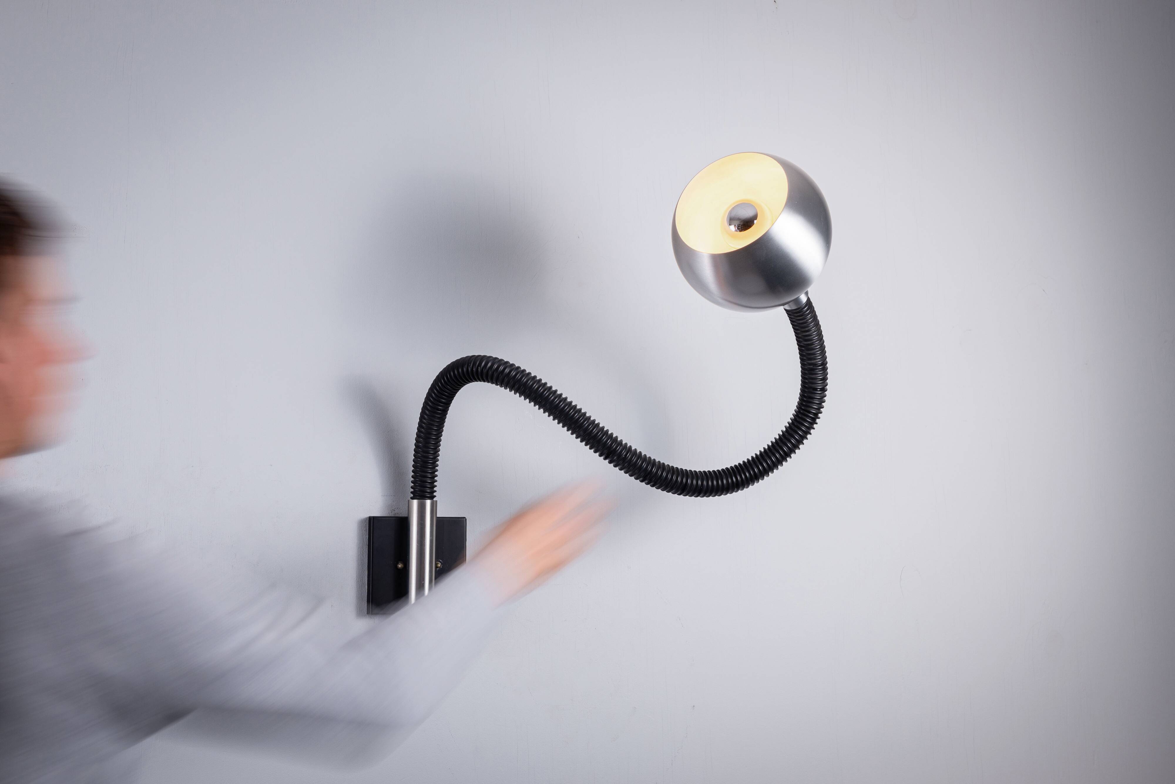 Martine Le Forestier ‘‘Serpent’’ wall lamp for Raak Amsterdam 1968