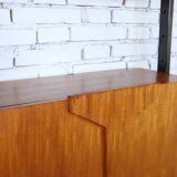 1950s mid-century wall unit teak and iron folding desk & cabinet module