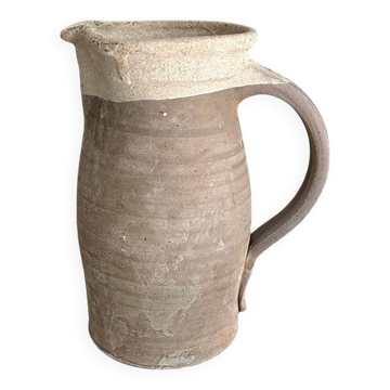Signed two-tone stoneware pitcher