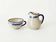 Handcrafted ceramic pitcher and bowl signed – blue decor – vintage tableware