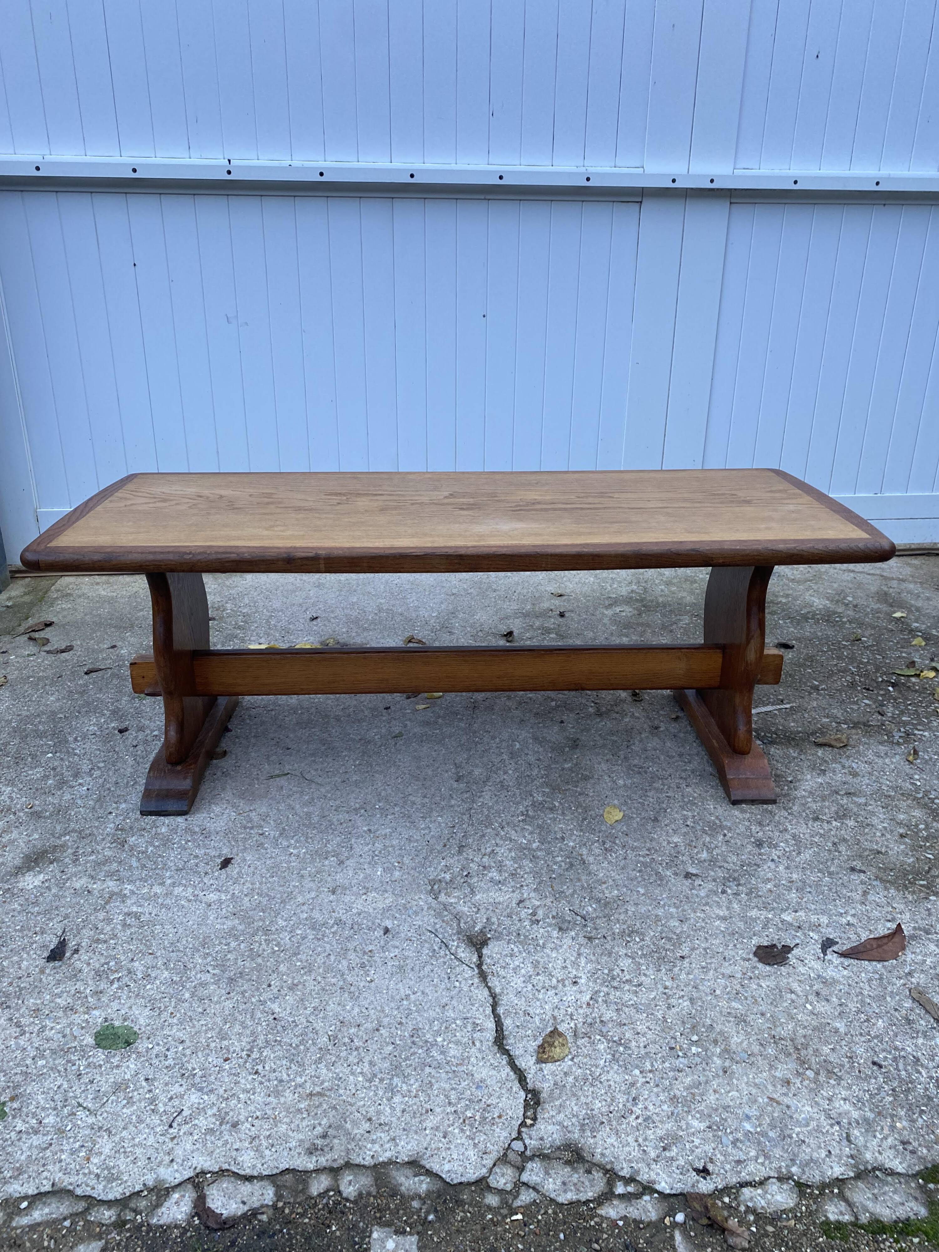 Rustic oak farmhouse coffee table, monastery style, 1950s