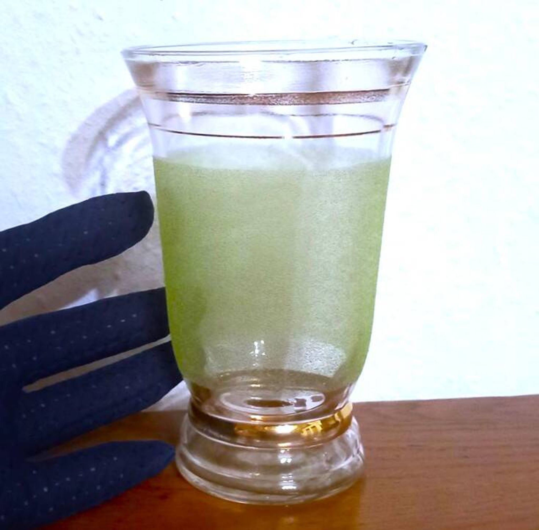 Frosted green textured glass vase 1950s