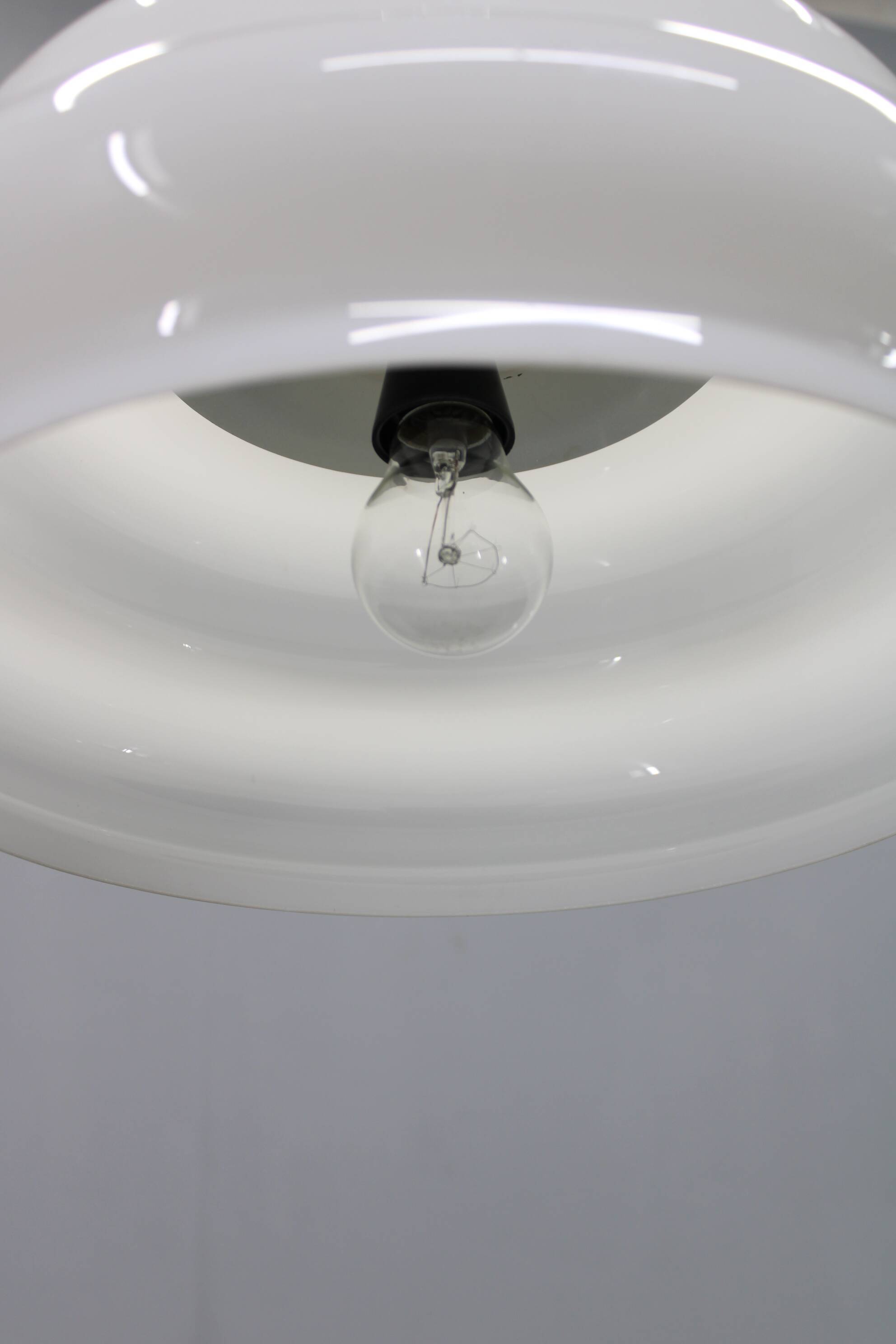 Italian mid-century glass pendant lamp chrome ceiling light 1960s