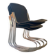 4 leather and chrome metal chairs attributed to Willy Rizzo, 1970s