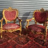pair of gilded wooden ceremonial chairs
