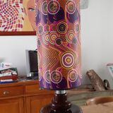 Vintage lamp of the years 70 faience and plasticized fabrics
