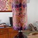 Vintage lamp of the years 70 faience and plasticized fabrics