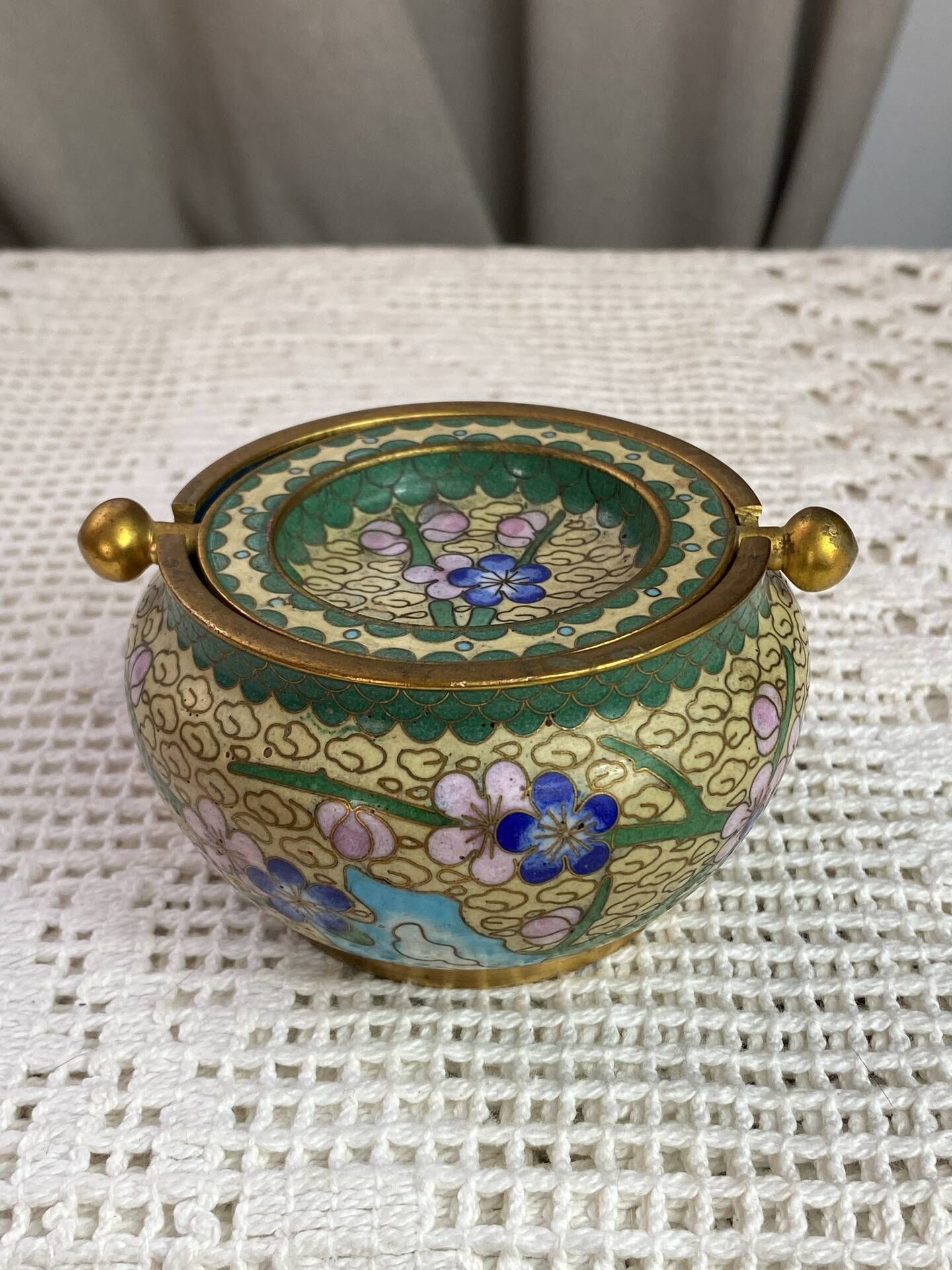 Enamelled brass ashtray