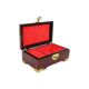 Vintage chinese wooden jewelery box jewelery red lining copper 20cm
