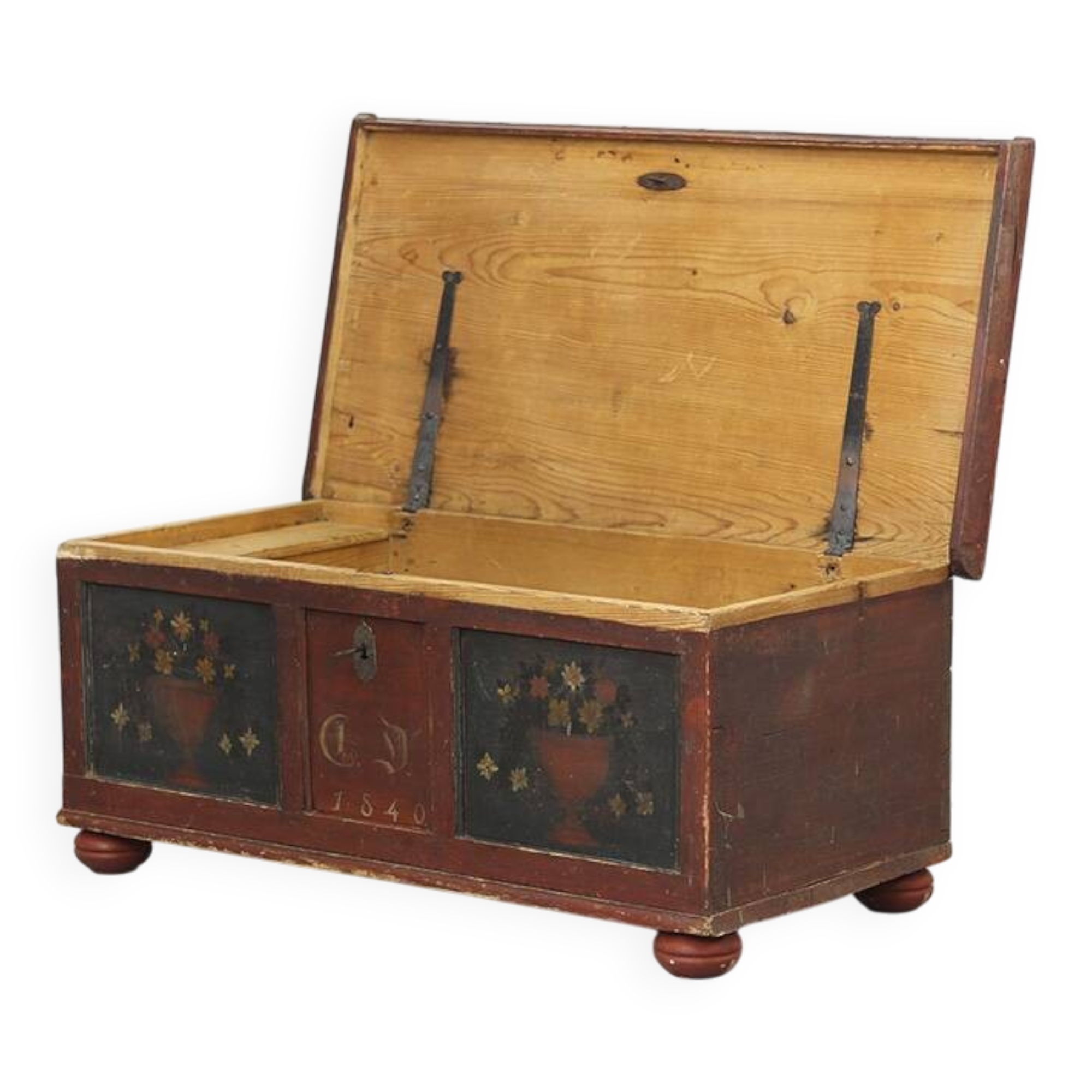 Antique Folk Art Painted bridal chest 1840