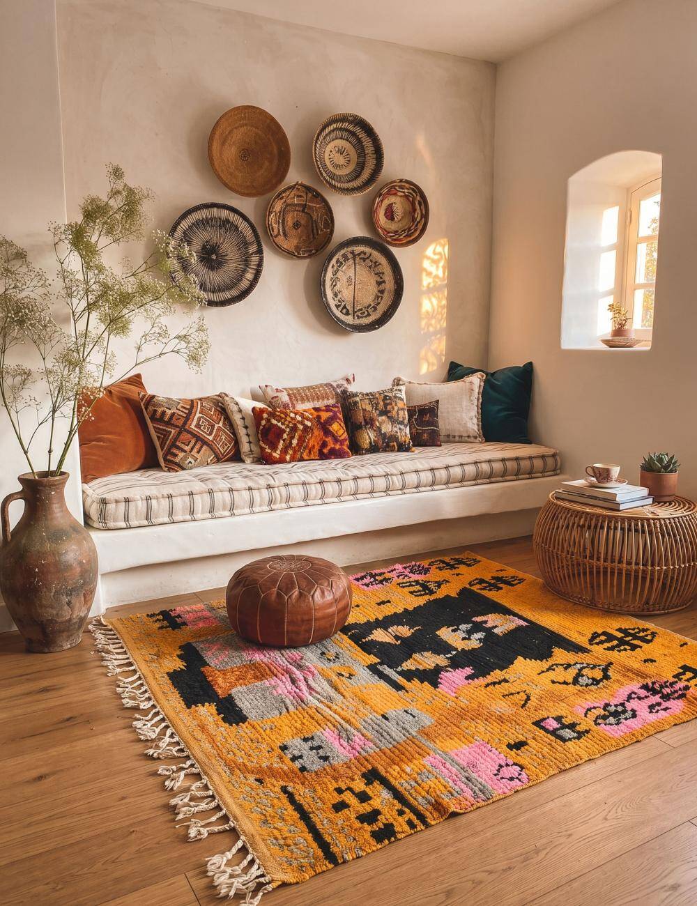 Tapis Berbère Abstrait Jaune - 253 x 200 cm