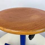 Vintage blue industrial swivel stool 1970