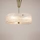 J.T. Kalmar Lustre pendentif en laiton et verre texturé rond, années 1950