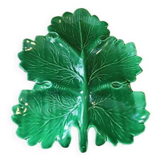 Vintage green leaf slip dish