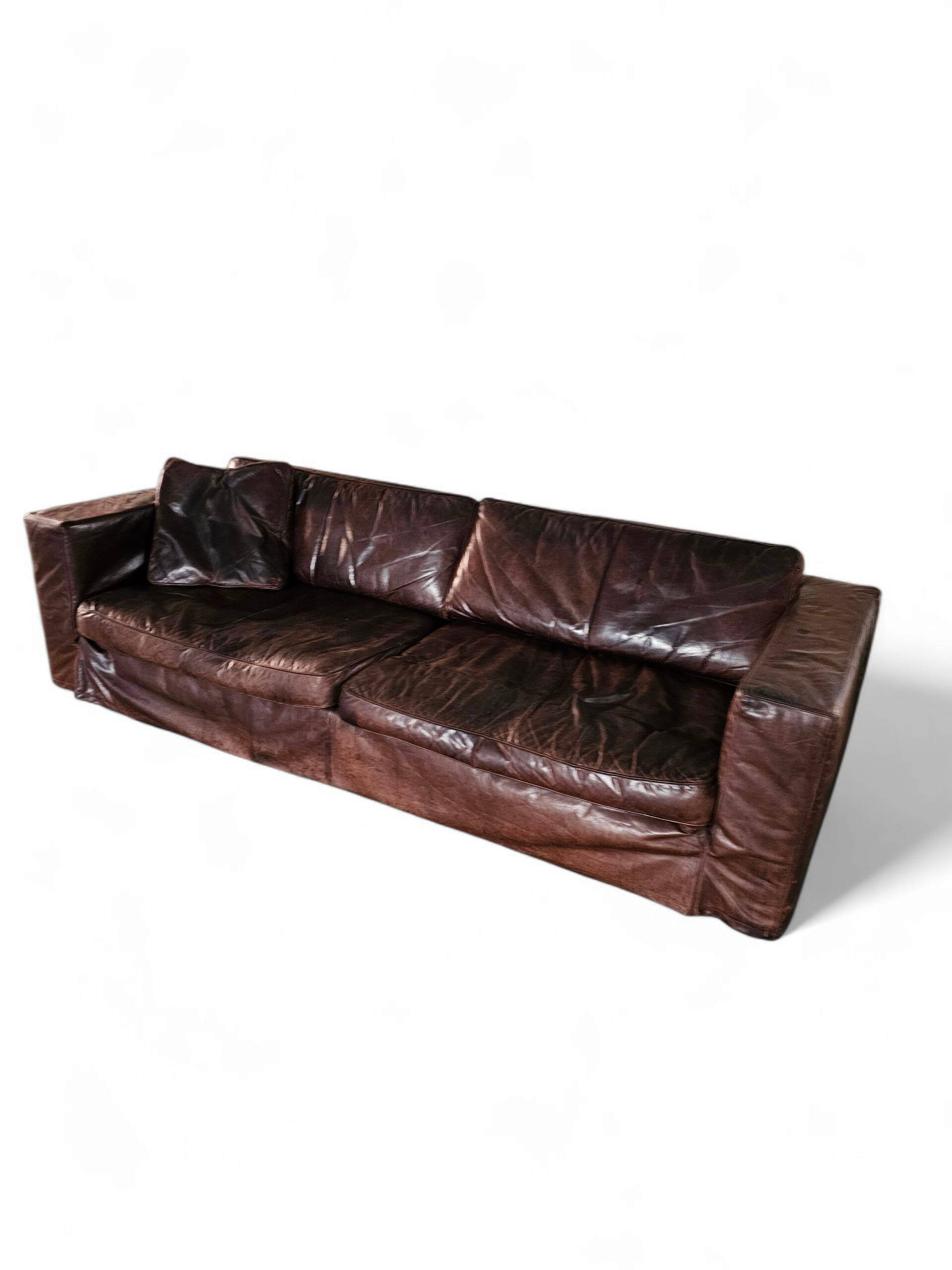 Massive / loose cover / brown leather / lounge sofa / 1970s/