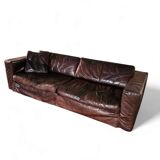 Massive / loose cover / brown leather / lounge sofa / 1970s/