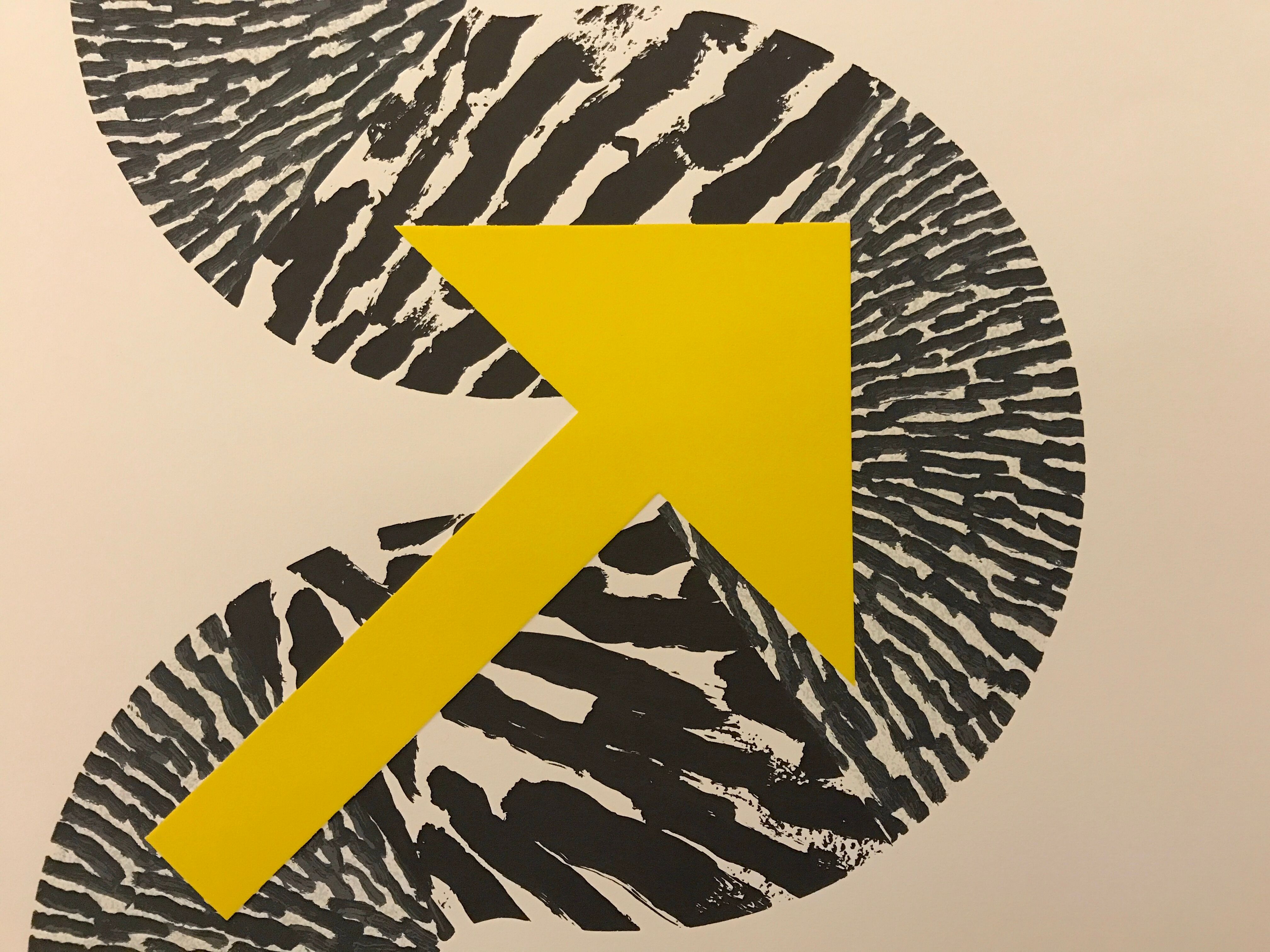 Lithographie originale signée Kumi Sugai S flèche jaune 1990