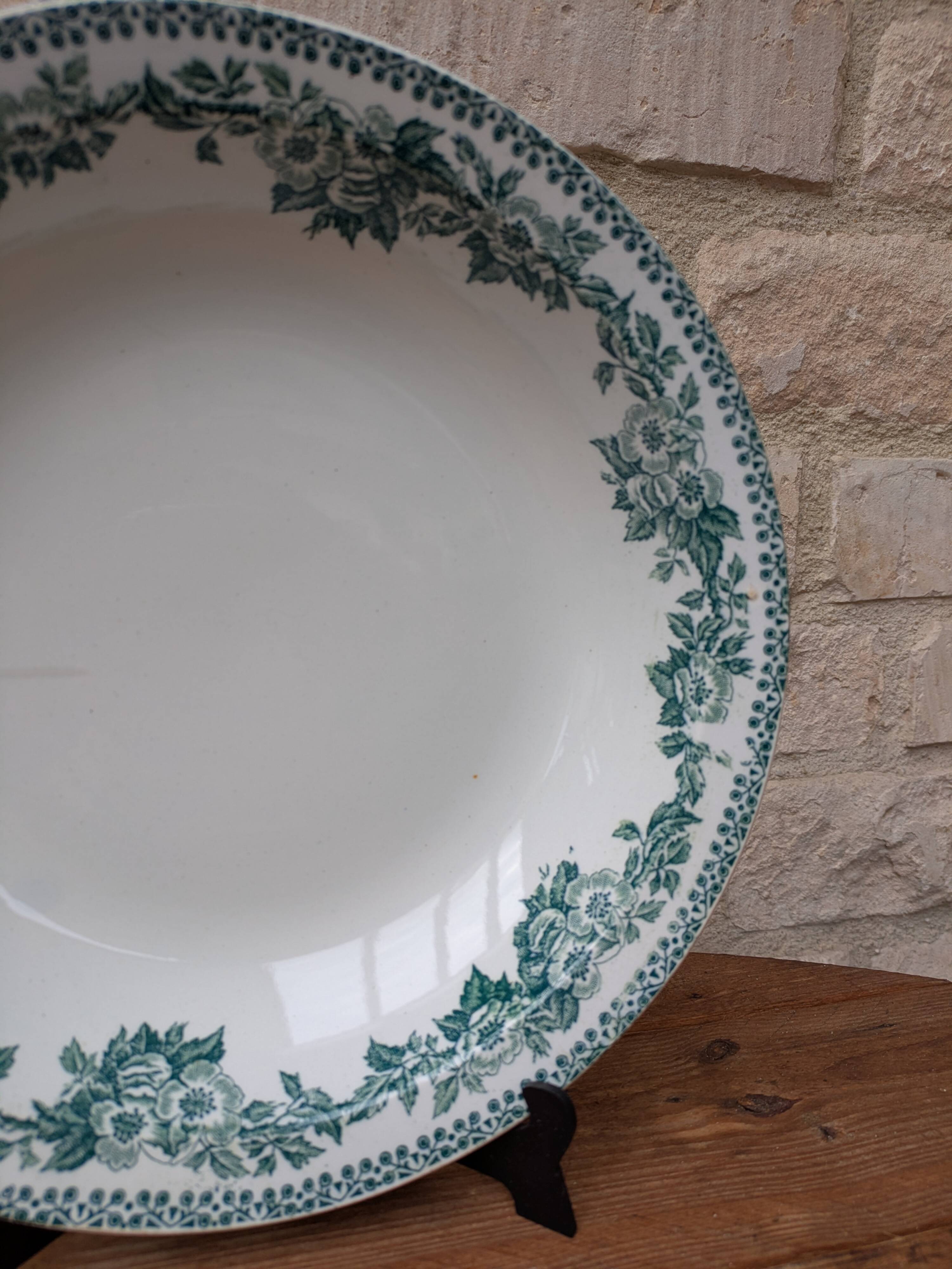 Old hollow round serving dish plate Guadeloupe Saint Amand model