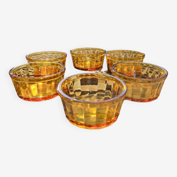 6  ramequin ravier vintage vereco en verre ambre apero modele N°2