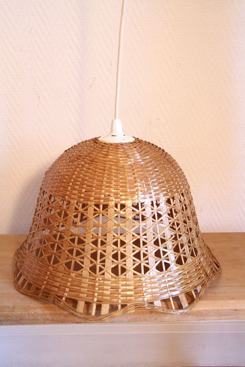 Flower-shaped braided wicker hanging