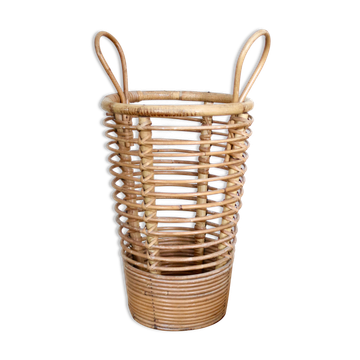 Porte parapluie en bambou et rotin, années 50