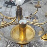 Large Vintage Brass Chandelier: Mid-Century Italian 13-Bulb Pendant Light