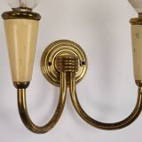 Set of four Mid-Century sconces in lacquer and brass. Italy 1950s
