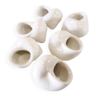 6 French Snail Pots, Ceramic Snail Cups, Individual Pinch Pots, Snail Dishes, Escargot Pots