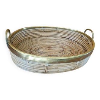 Gabriella Crespi (1922-2017) Rattan basket, tray, centerpiece