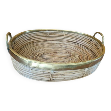 Corbeille, plateau, centre de table en rotin