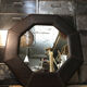 Miroir mural octogonal en cuir marron vintage 67,5x67,5 cm