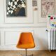 Chrome metal chair with orange fabric from the 70s.