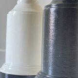 Duo vintage black and white wooden lamp bases