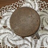 Brown stoneware tealight holder with handle
