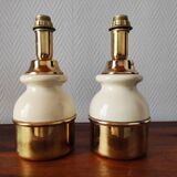 Pair of vintage brass and ceramic lamps