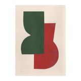 Painting and collage on paper - abstract painting B 233 signed Eawy