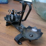 Old turned wrought iron candlesticks