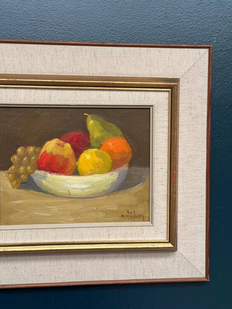 Oil on Panel “Still Life with Fruit” by Hilding Bernhard Högberg Vintage