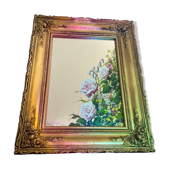 Gold painted wood mirror
