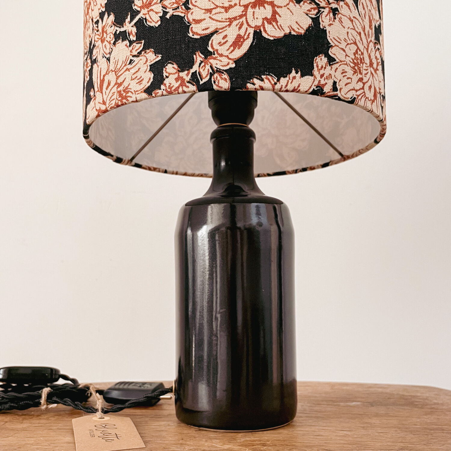 Sandstone and linen lamp